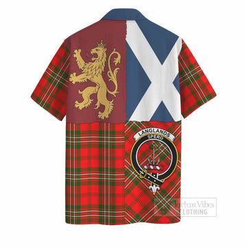 Langlands Crest Tartan Hawaiian Shirt with Lion Rampant Saltire Style
