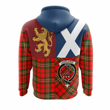 Langlands Crest Tartan Hoodie with Lion Rampant Saltire Style