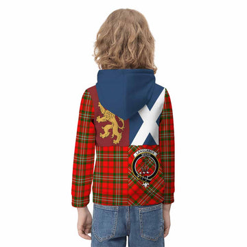 Langlands Crest Tartan Kid Hoodie with Lion Rampant Saltire Style