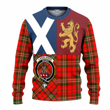 Langlands Crest Tartan Knitted Sweater with Lion Rampant Saltire Style