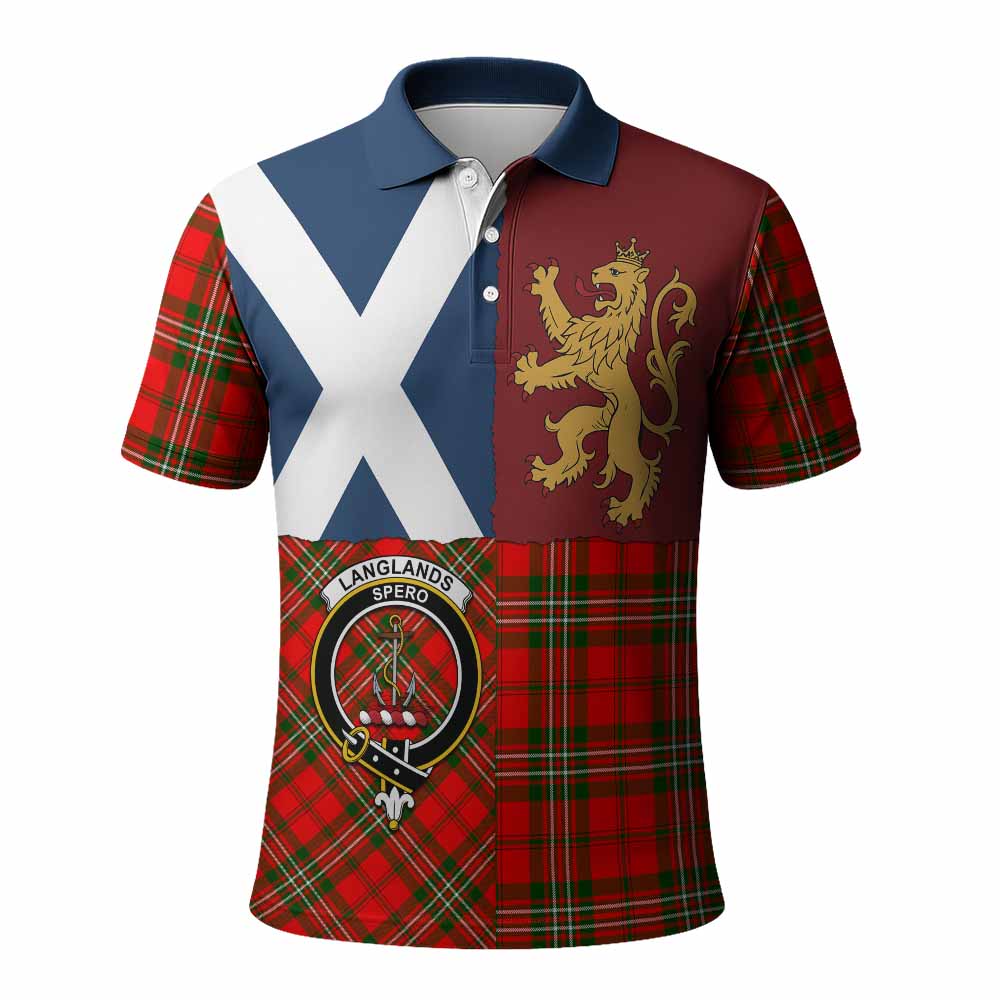 Langlands Crest Tartan Polo Shirt with Lion Rampant Saltire Style
