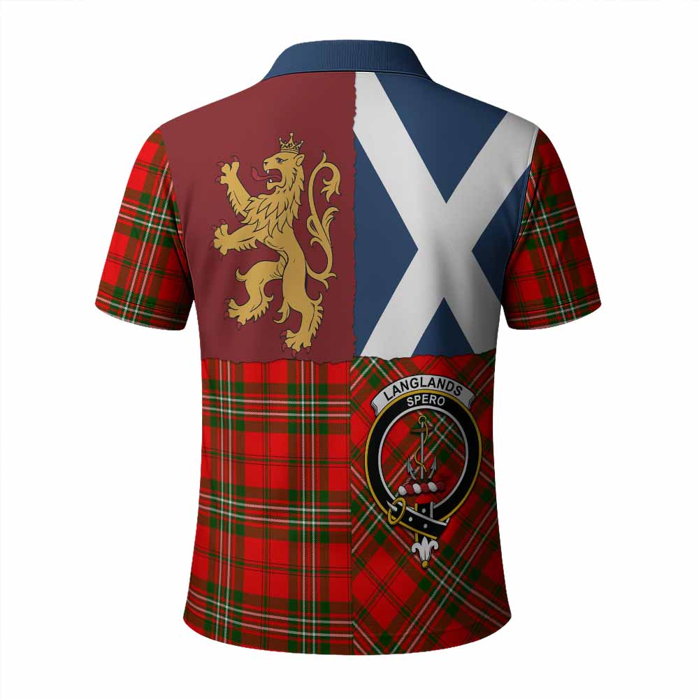 Langlands Crest Tartan Polo Shirt with Lion Rampant Saltire Style
