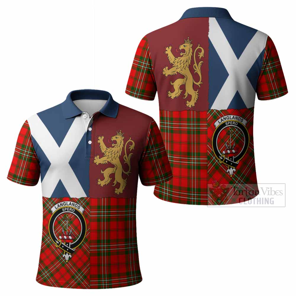 Langlands Crest Tartan Polo Shirt with Lion Rampant Saltire Style