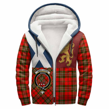 Langlands Crest Tartan Sherpa Hoodie with Lion Rampant Saltire Style