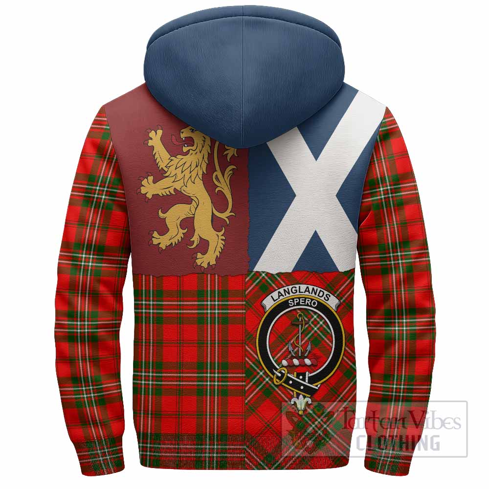 Langlands Crest Tartan Sherpa Hoodie with Lion Rampant Saltire Style