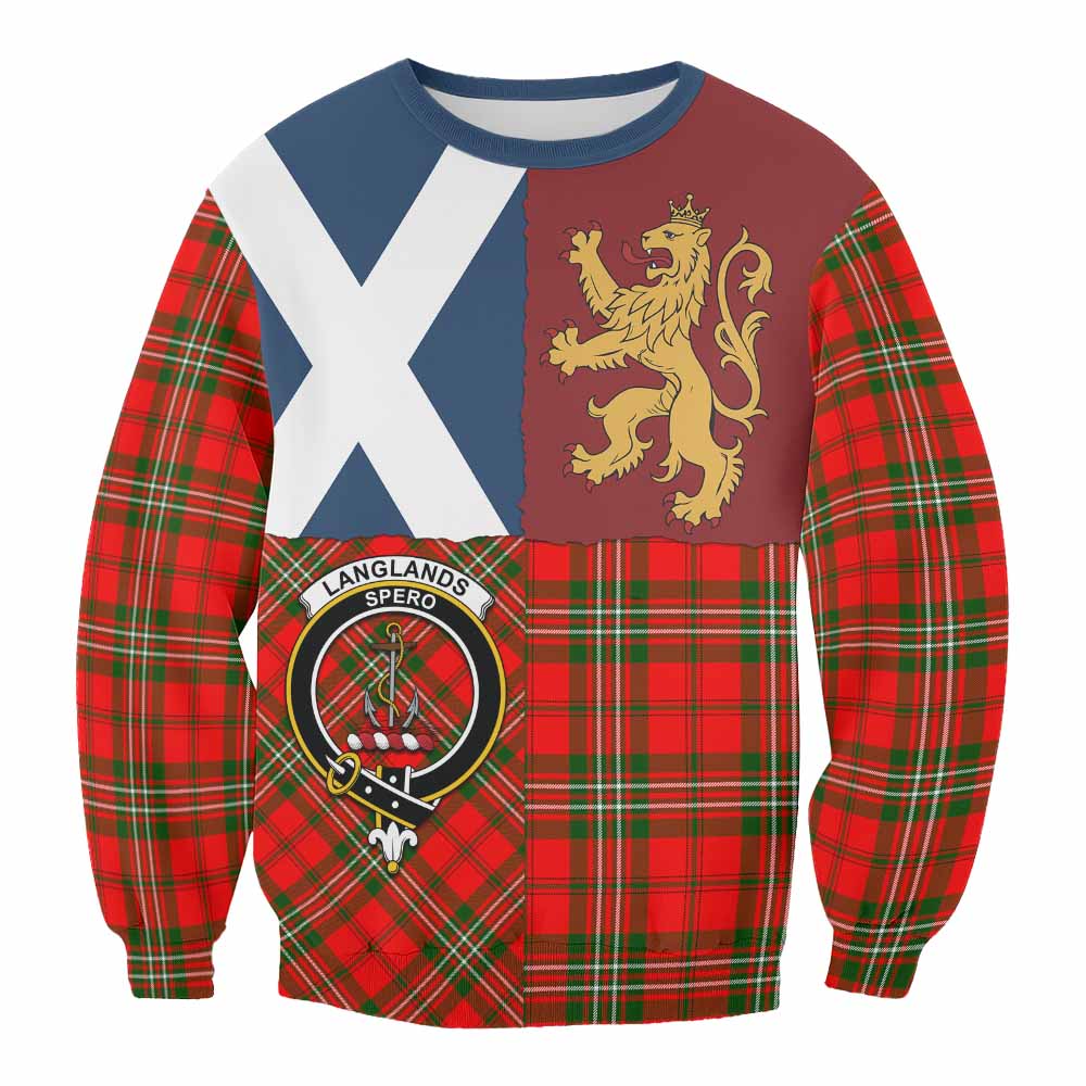 Langlands Crest Tartan Sweatshirt with Lion Rampant Saltire Style