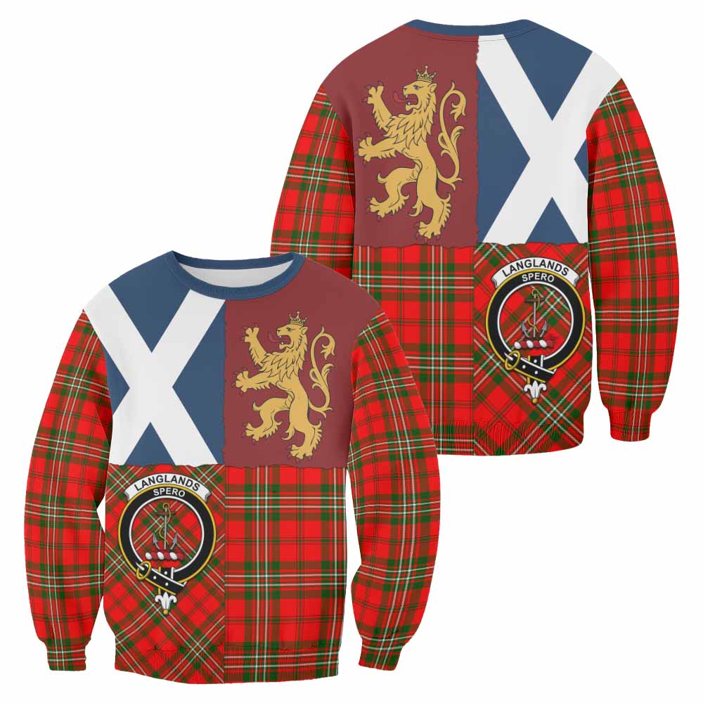 Langlands Crest Tartan Sweatshirt with Lion Rampant Saltire Style