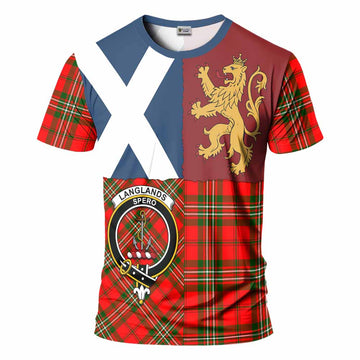 Langlands Crest Tartan T-Shirt with Lion Rampant Saltire Style