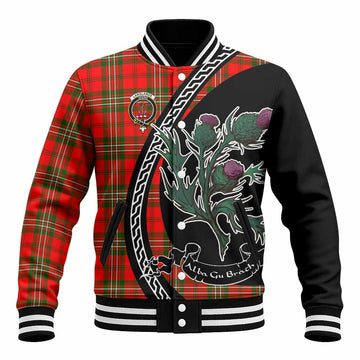 Langlands Family Crest Tartan Baseball Jacket Alba Thistle Inspired