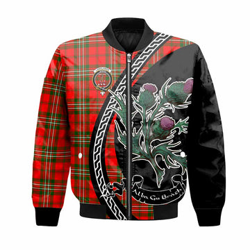 Langlands Family Crest Tartan Bomber Jacket Alba Thistle Inspired