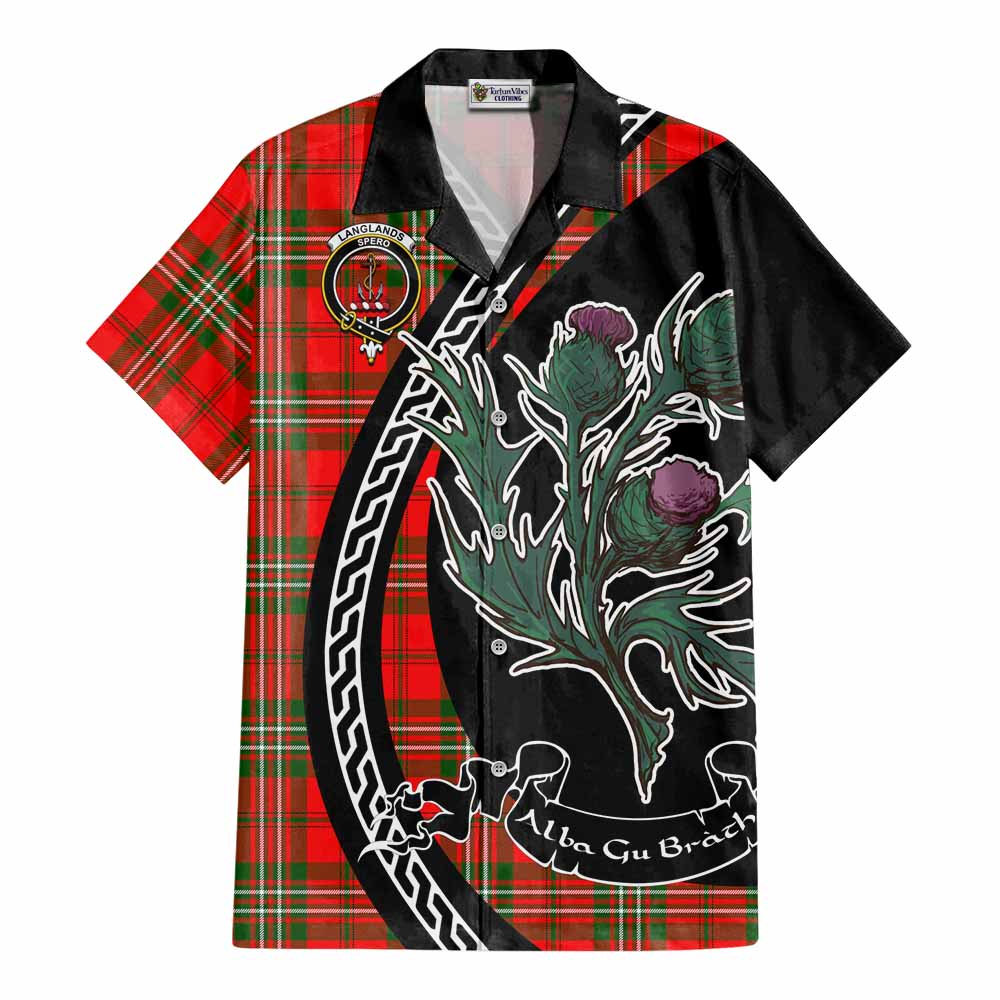Langlands Family Crest Tartan Cotton Hawaiian Shirt Alba Thistle Inspired - Tartan Vibes Clothing