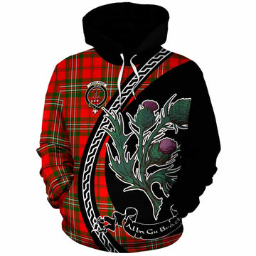 Langlands Family Crest Tartan Cotton Hoodie Alba Thistle Inspired