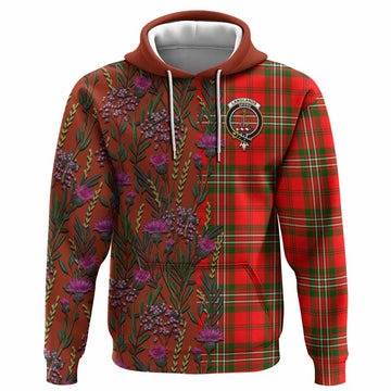 Langlands Family Crest Tartan Hoodie Scottish Thistle Flower Pattern Half Style