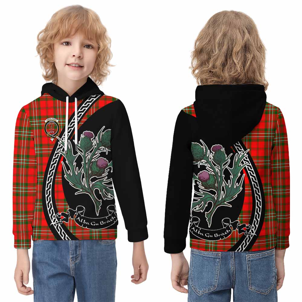 Langlands Family Crest Tartan Kid Hoodie Alba Thistle Inspired - Tartan Vibes Clothing