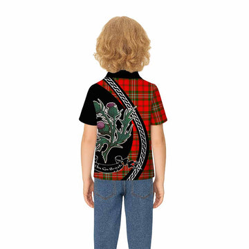 Langlands Family Crest Tartan Kid Polo Shirt Alba Thistle Inspired