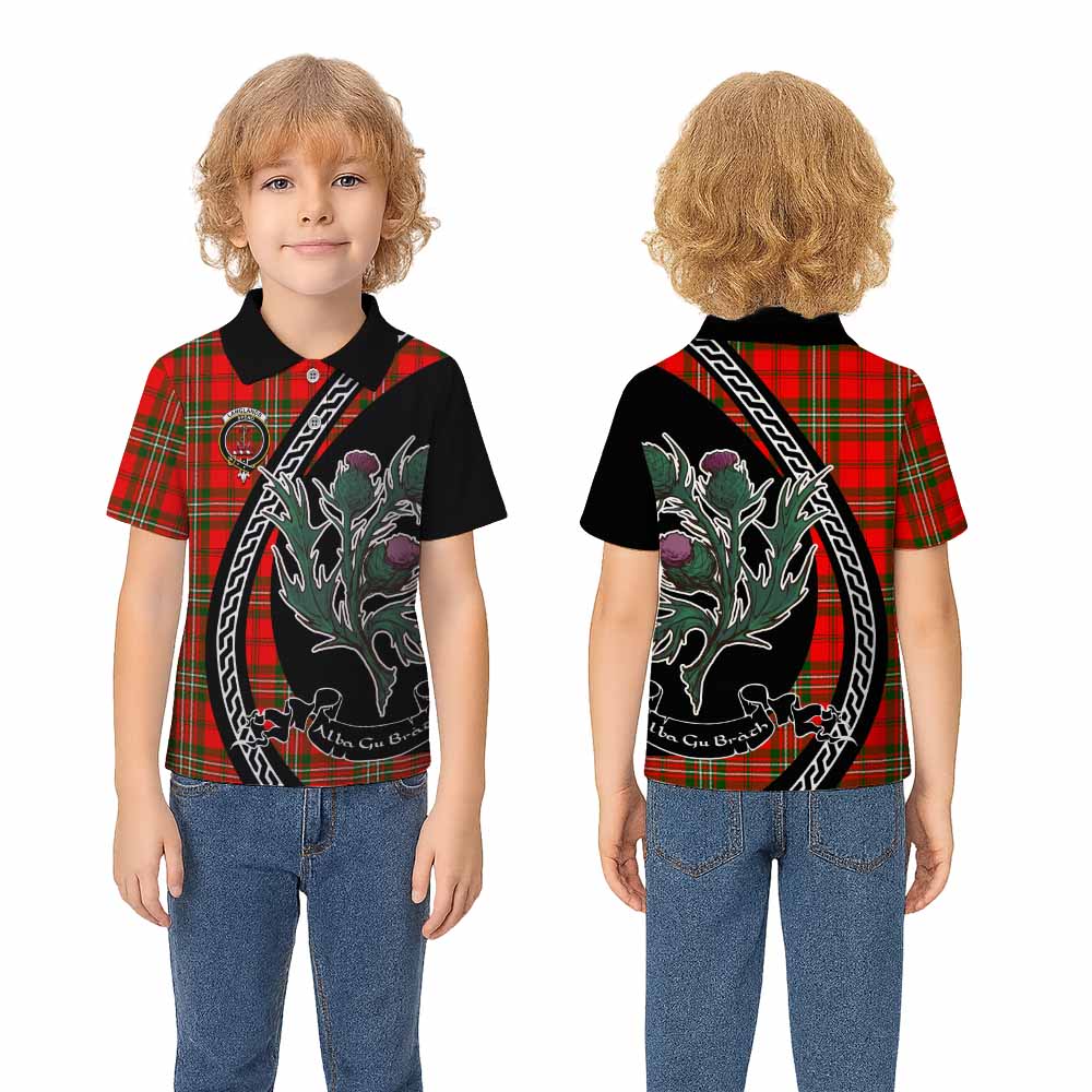 Langlands Family Crest Tartan Kid Polo Shirt Alba Thistle Inspired - Tartan Vibes Clothing