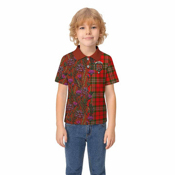 Langlands Family Crest Tartan Kid Polo Shirt Scottish Thistle Flower Pattern Half Style - Tartan Vibes Clothing