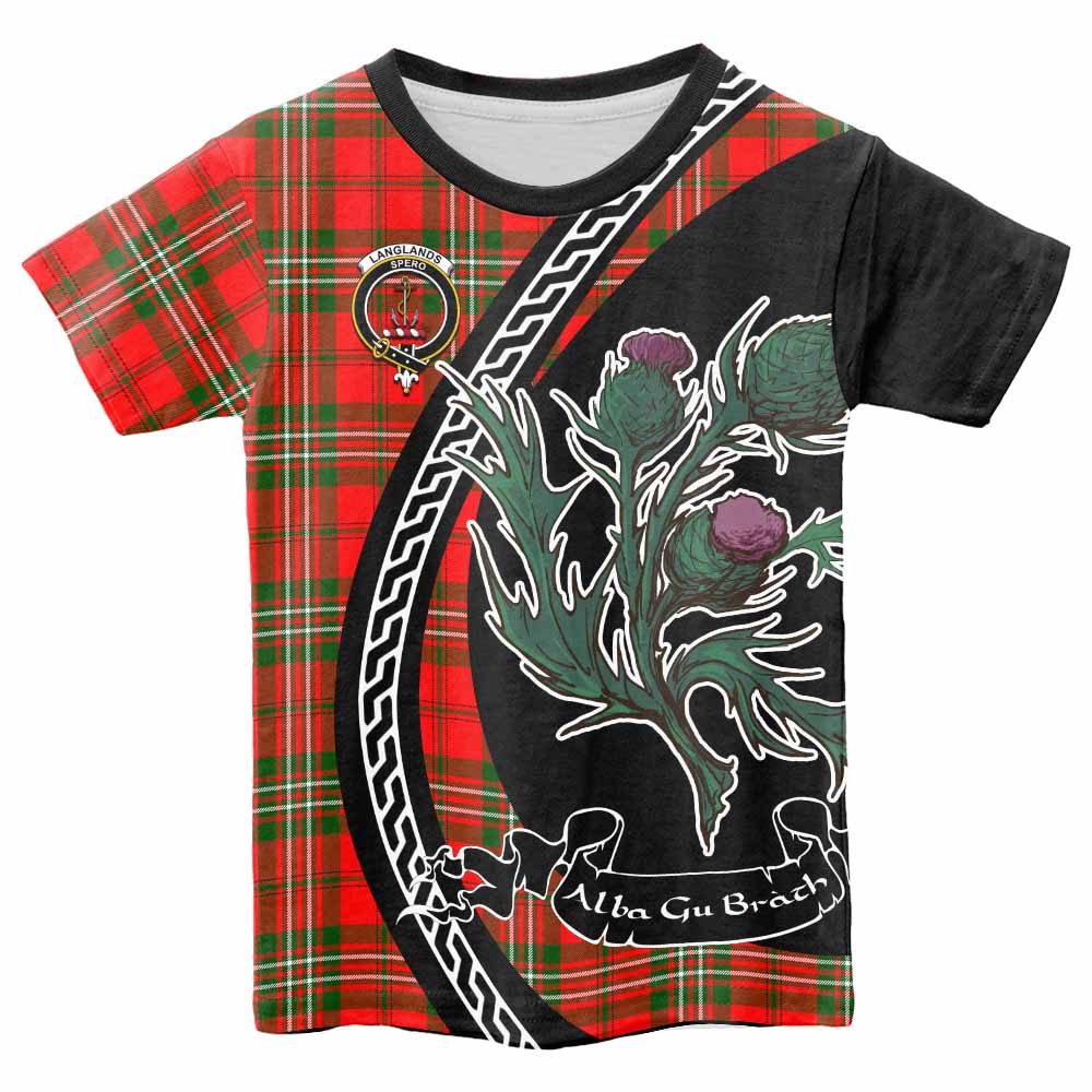 Langlands Family Crest Tartan Kid T-shirt Alba Thistle Inspired - Tartan Vibes Clothing