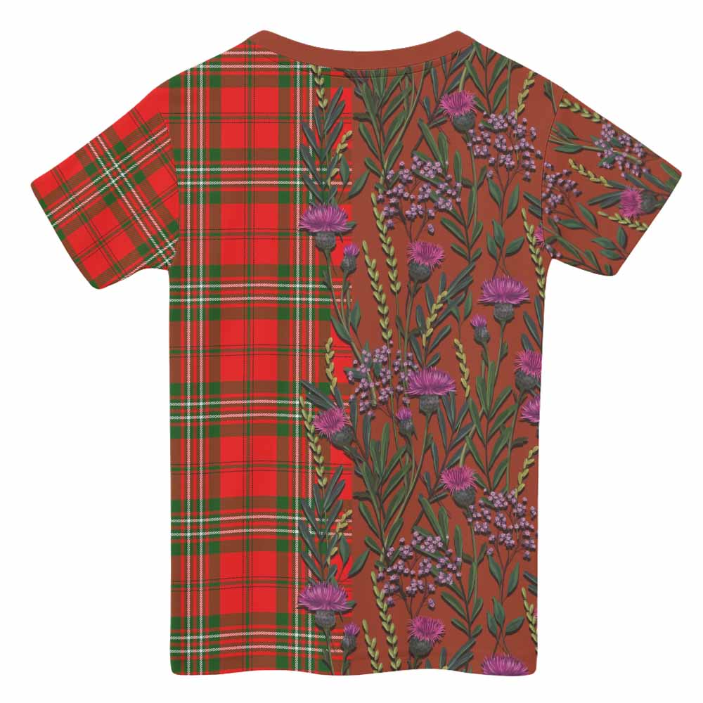 Langlands Family Crest Tartan Kid T-shirt Scottish Thistle Flower Pattern Half Style - Tartan Vibes Clothing