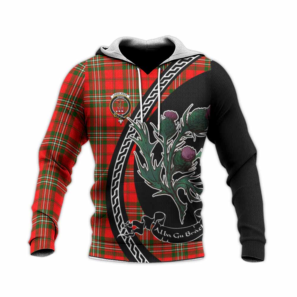 Langlands Family Crest Tartan Knitted Hoodie Alba Thistle Inspired - Tartan Vibes Clothing