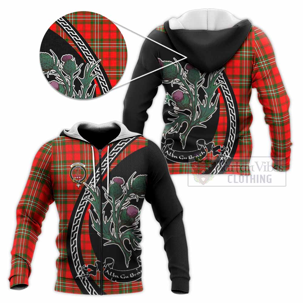 Langlands Family Crest Tartan Knitted Hoodie Alba Thistle Inspired - Tartan Vibes Clothing