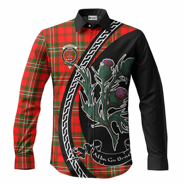 Langlands Family Crest Tartan Long Sleeve Button Shirts Alba Thistle Inspired