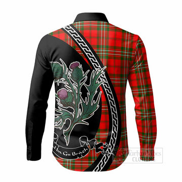 Langlands Family Crest Tartan Long Sleeve Button Shirts Alba Thistle Inspired