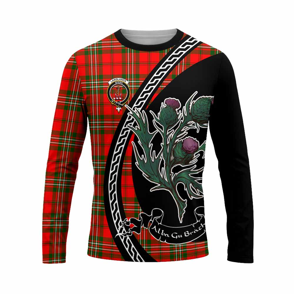 Langlands Family Crest Tartan Long Sleeve T-Shirt Alba Thistle Inspired - Tartan Vibes Clothing