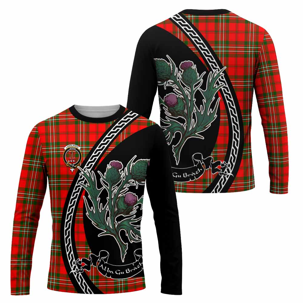 Langlands Family Crest Tartan Long Sleeve T-Shirt Alba Thistle Inspired - Tartan Vibes Clothing