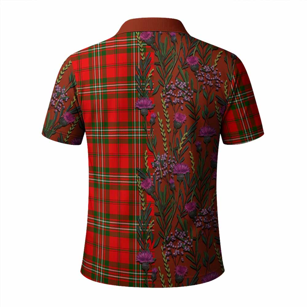 Langlands Family Crest Tartan Polo Shirt Scottish Thistle Flower Pattern Half Style - Tartan Vibes Clothing