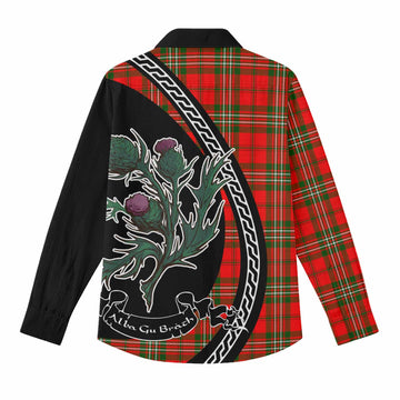Langlands Family Crest Tartan Women Casual Shirt Alba Thistle Inspired - Tartan Vibes Clothing