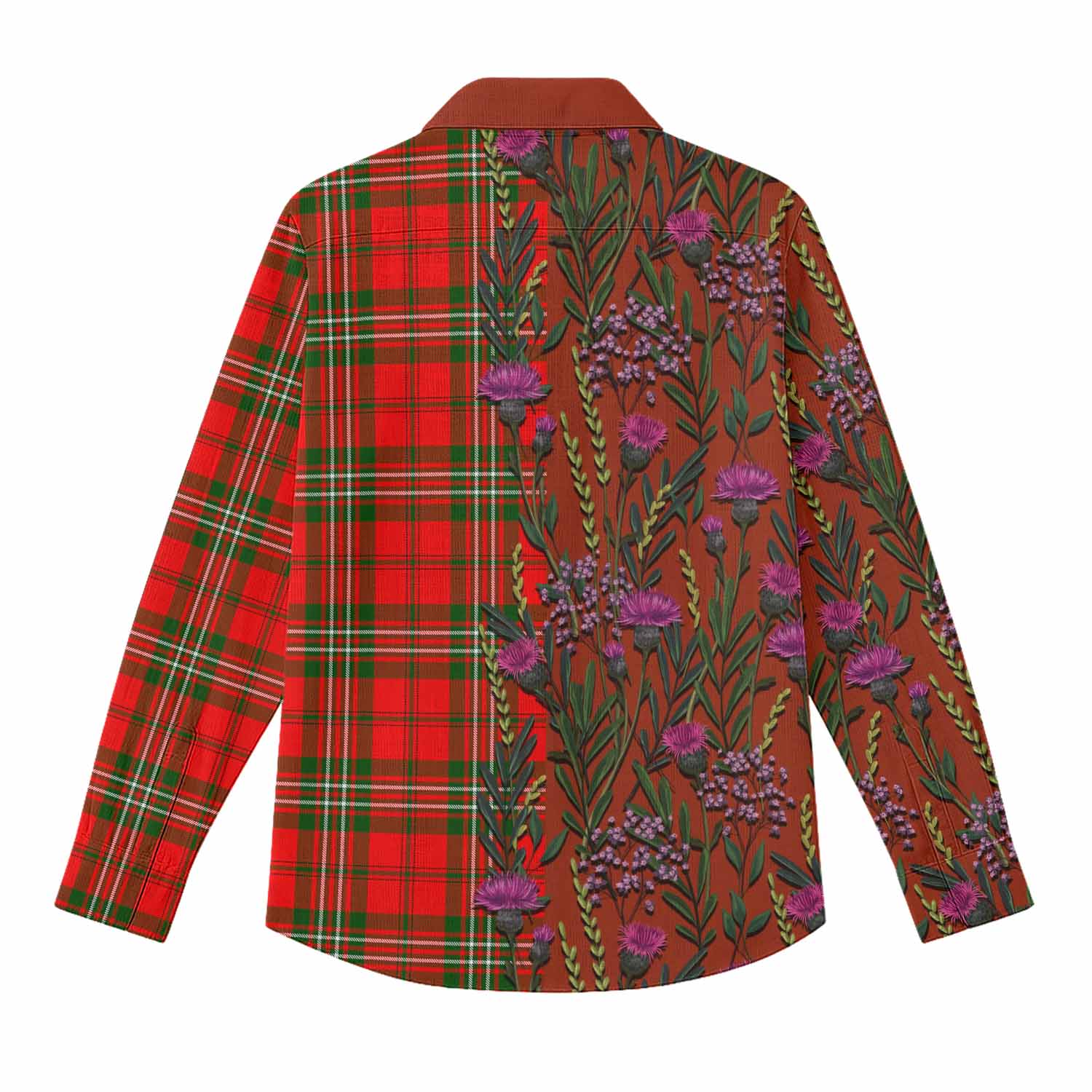Langlands Family Crest Tartan Women Casual Shirt Scottish Thistle Flower Pattern Half Style - Tartan Vibes Clothing