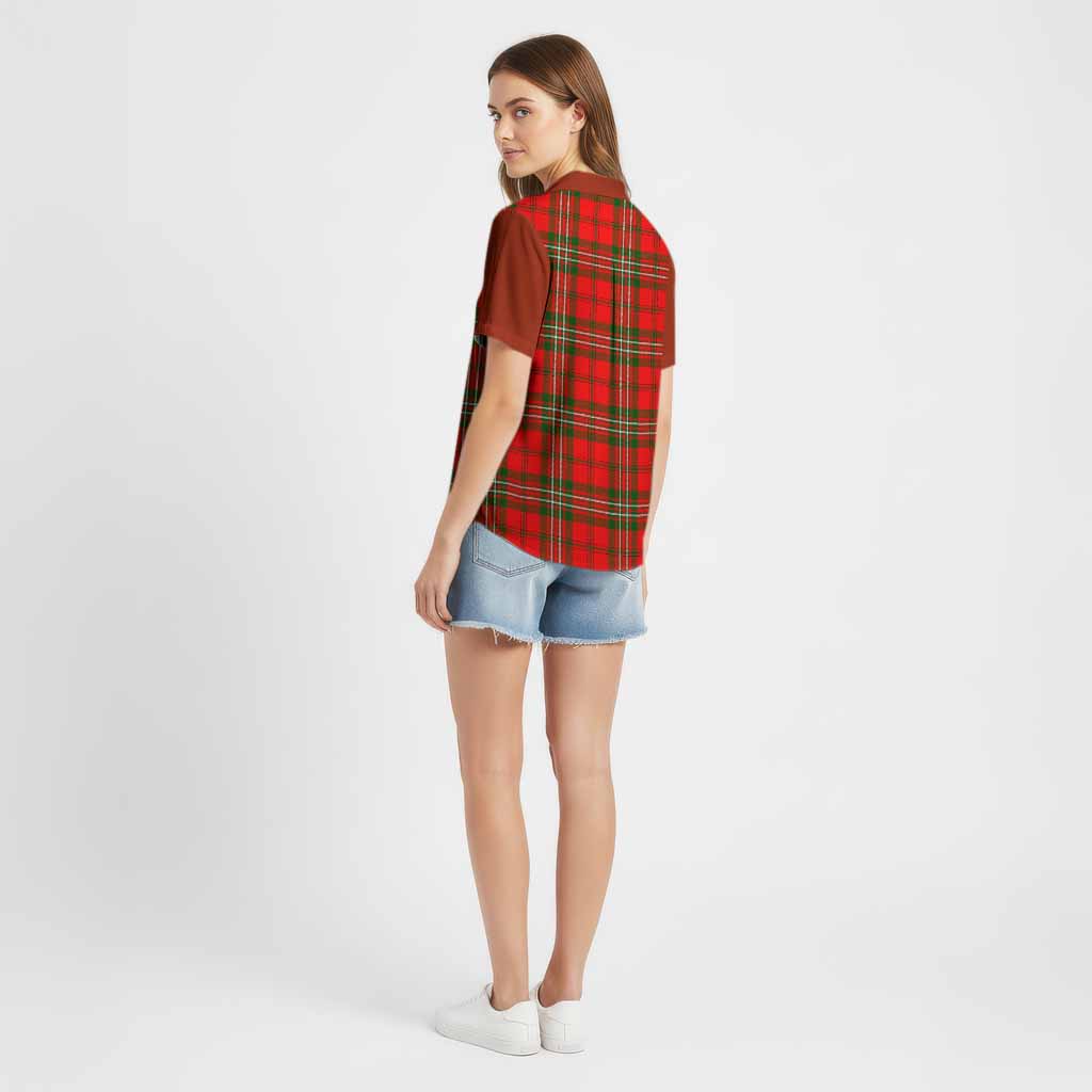 Langlands Tartan Accent Cotton Hawaiian Shirt with Family Crest