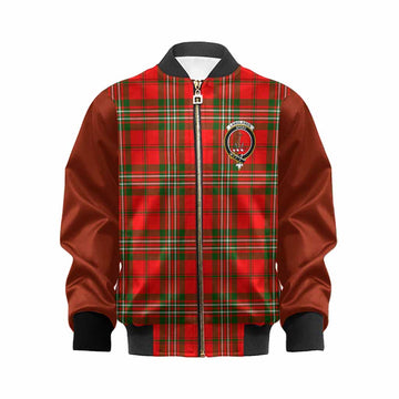 Langlands Tartan Accent Kid Bomber Jacket with Family Crest