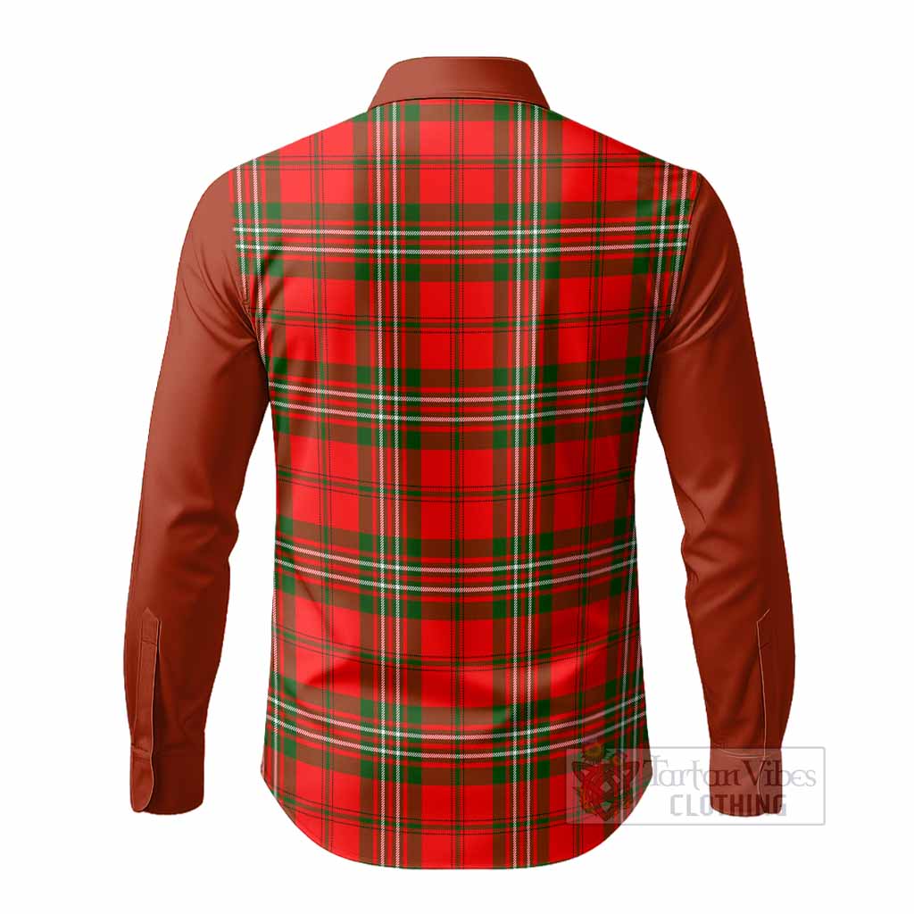 Langlands Tartan Accent Long Sleeve Button Shirts with Family Crest