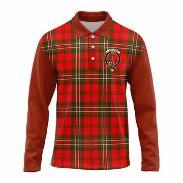Langlands Tartan Accent Long Sleeve Polo Shirt with Family Crest