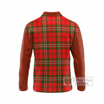Langlands Tartan Accent Long Sleeve Polo Shirt with Family Crest