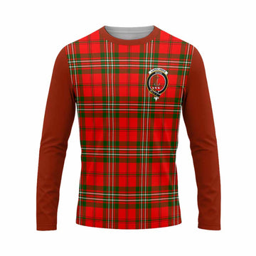 Langlands Tartan Accent Long Sleeve T-Shirt with Family Crest