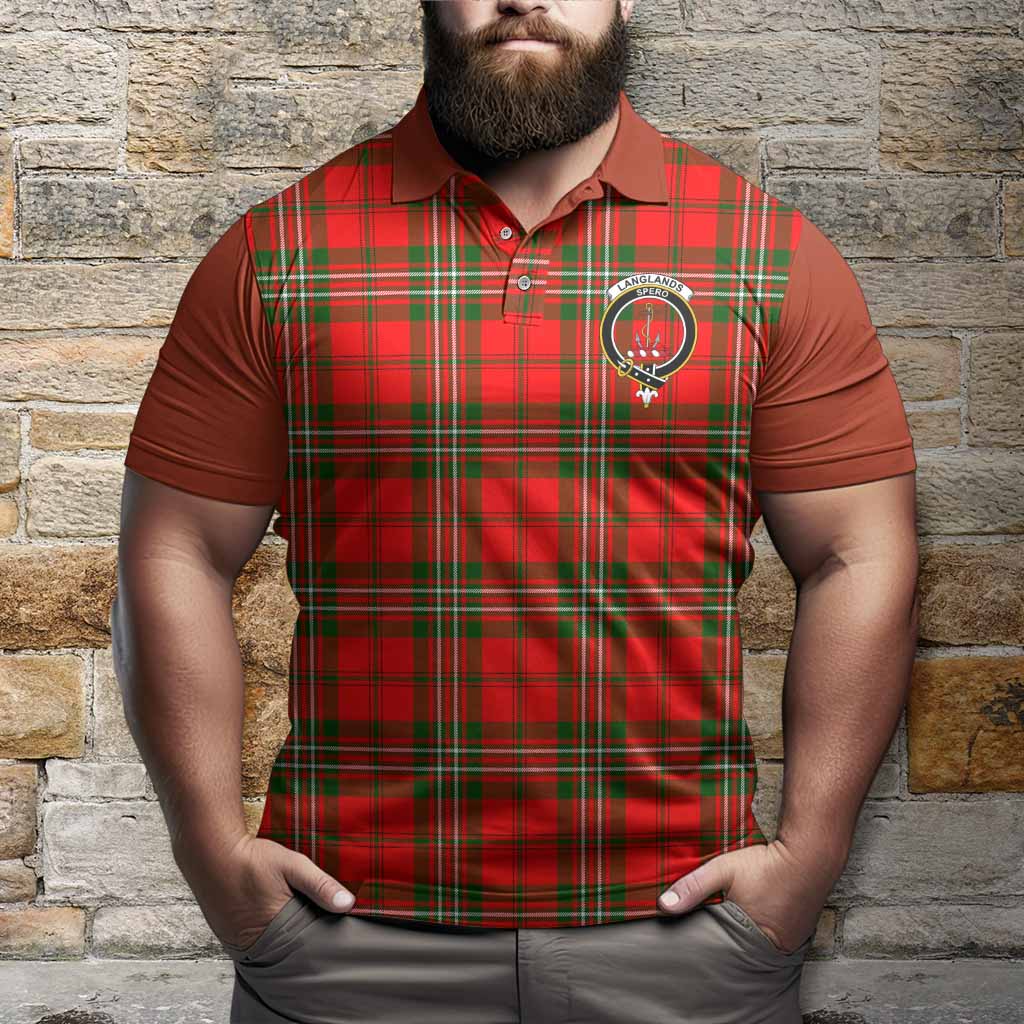 Langlands Tartan Accent Polo Shirt with Family Crest