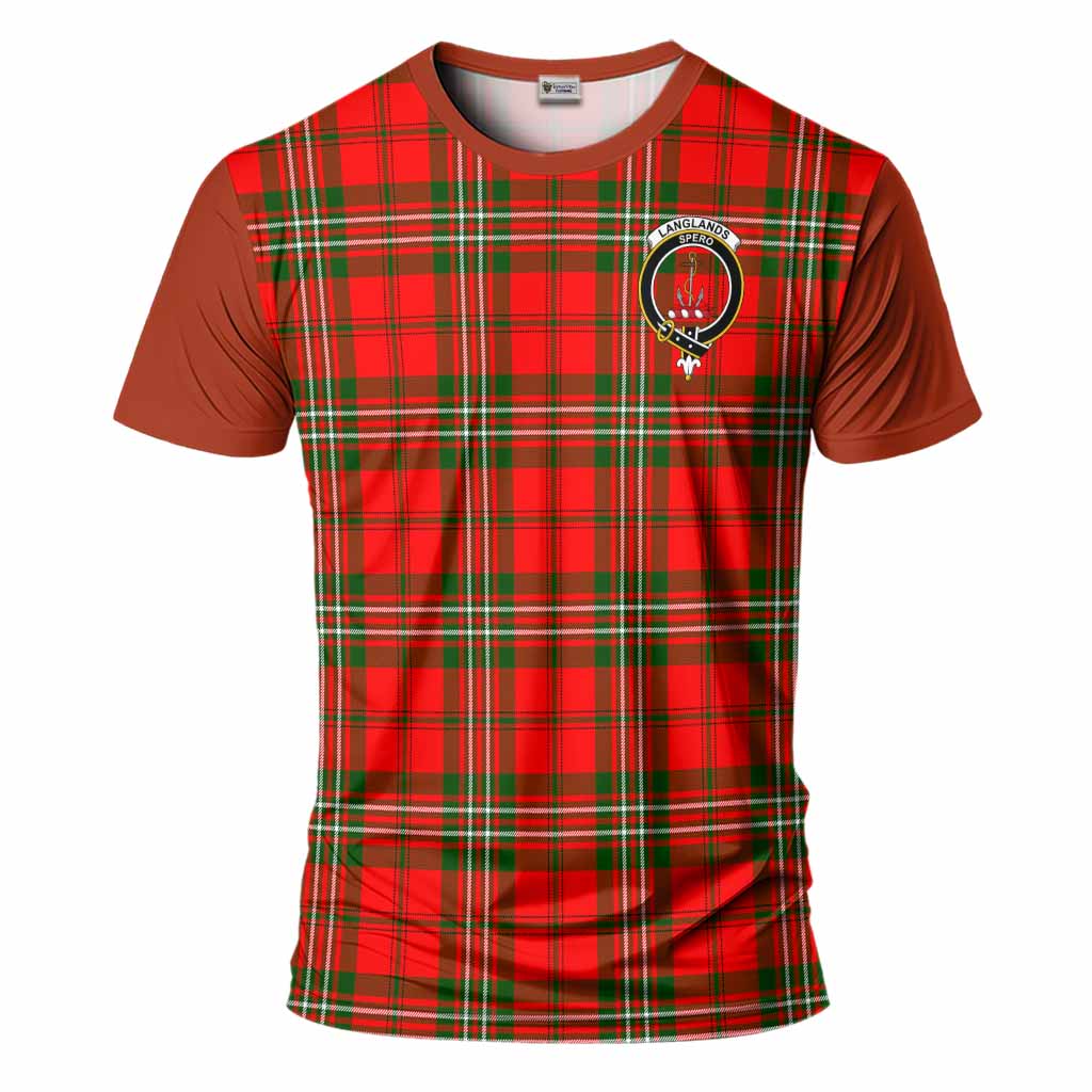 Langlands Tartan Accent T-Shirt with Family Crest