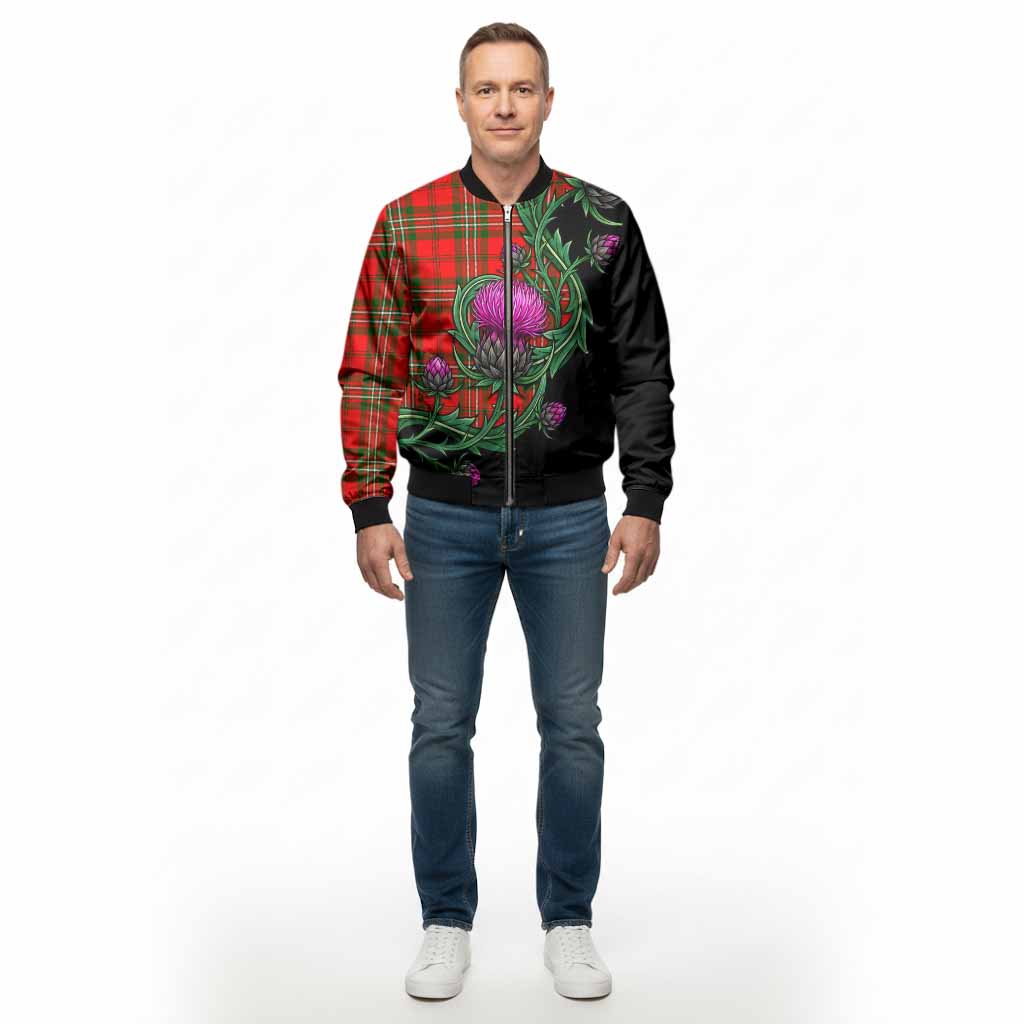 Langlands Tartan Bomber Jacket Resilient Scottish Thistle - Tartan Vibes Clothing