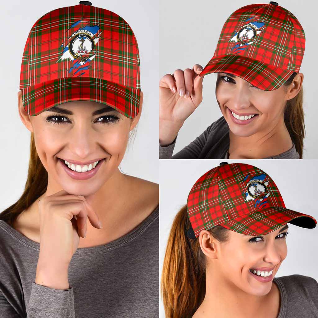 Langlands Tartan Classic Cap with Family Crest In Me Style