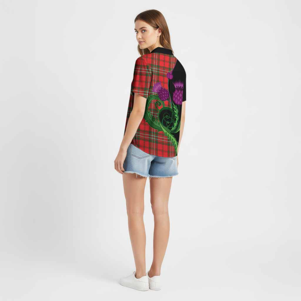 Langlands Tartan Cotton Hawaiian Shirt Traditional Scottish Thistle