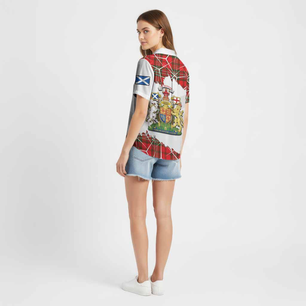 Langlands Tartan Cotton Hawaiian Shirt with Family Crest and Lion Rampant Grunge Style