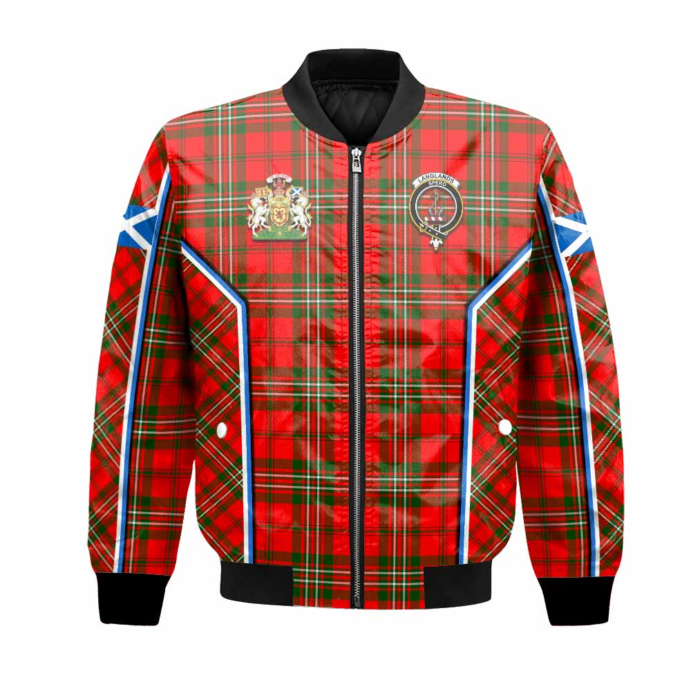 Langlands Tartan Crest Bomber Jacket Scotland Coat of Arm Flag Style - Tartan Vibes Clothing