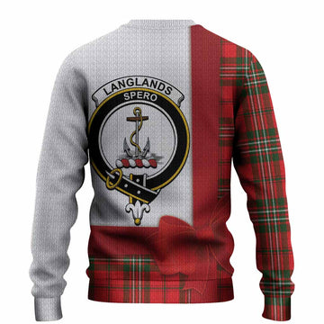 Langlands Tartan Crest Christmas Christmas Ugly Sweater Highland Cow Bagpipes Coquette Bow Style