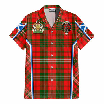 Langlands Tartan Crest Cotton Hawaiian Shirt Scotland Coat of Arm Flag Style - Tartan Vibes Clothing