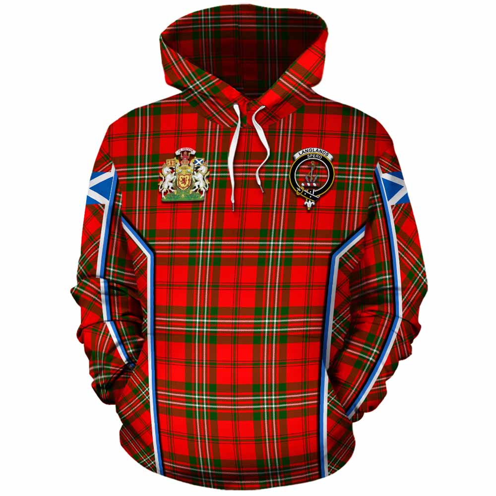 Langlands Tartan Crest Cotton Hoodie Scotland Coat of Arm Flag Style - Tartan Vibes Clothing