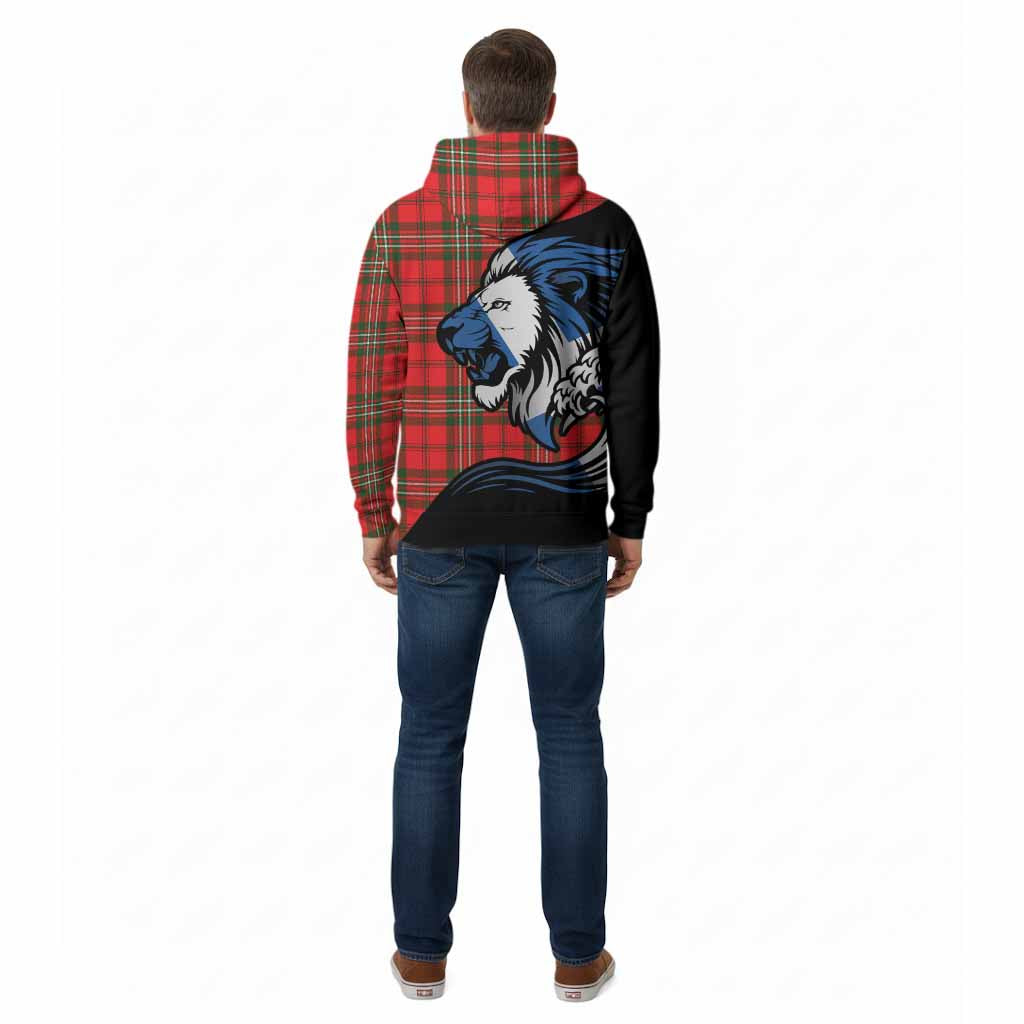 Langlands Tartan Crest Cotton Hoodie Scottish Golden Lions Wave Flow