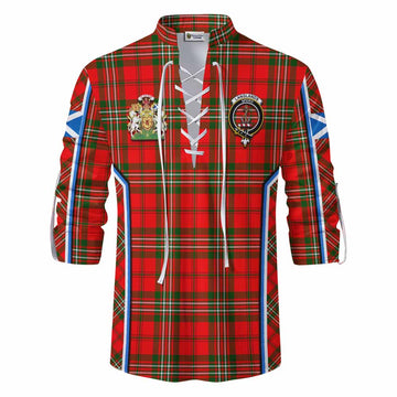 Langlands Tartan Crest Ghillie Kilt Shirt Scotland Coat of Arm Flag Style